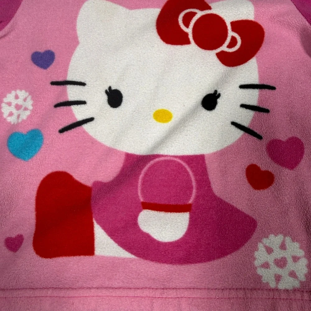 Sanrio Hello Kitty Girls Pink Fleece Pajama Set 2 Piece Size 4T Long Sleeve Pant